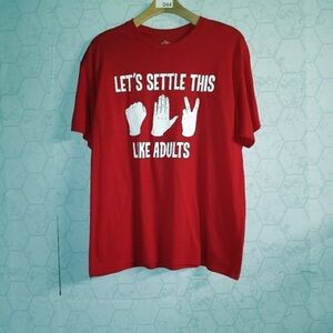 Red Graphic Short-Sleeve Crewneck Tee with Playful Statement